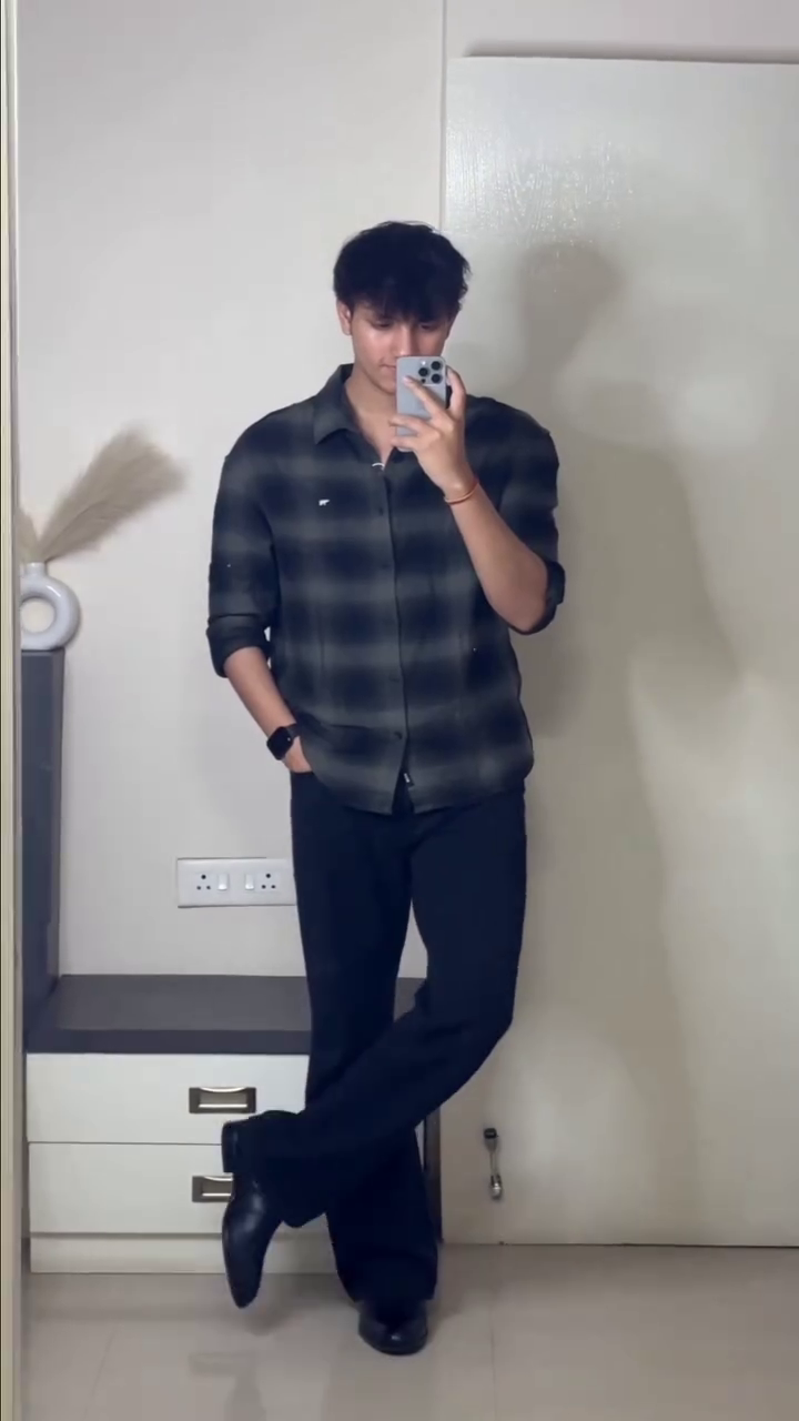 “Sky Check Casual Shirt 💙☁️ | Men’s Relaxed Fit Everyday Look”