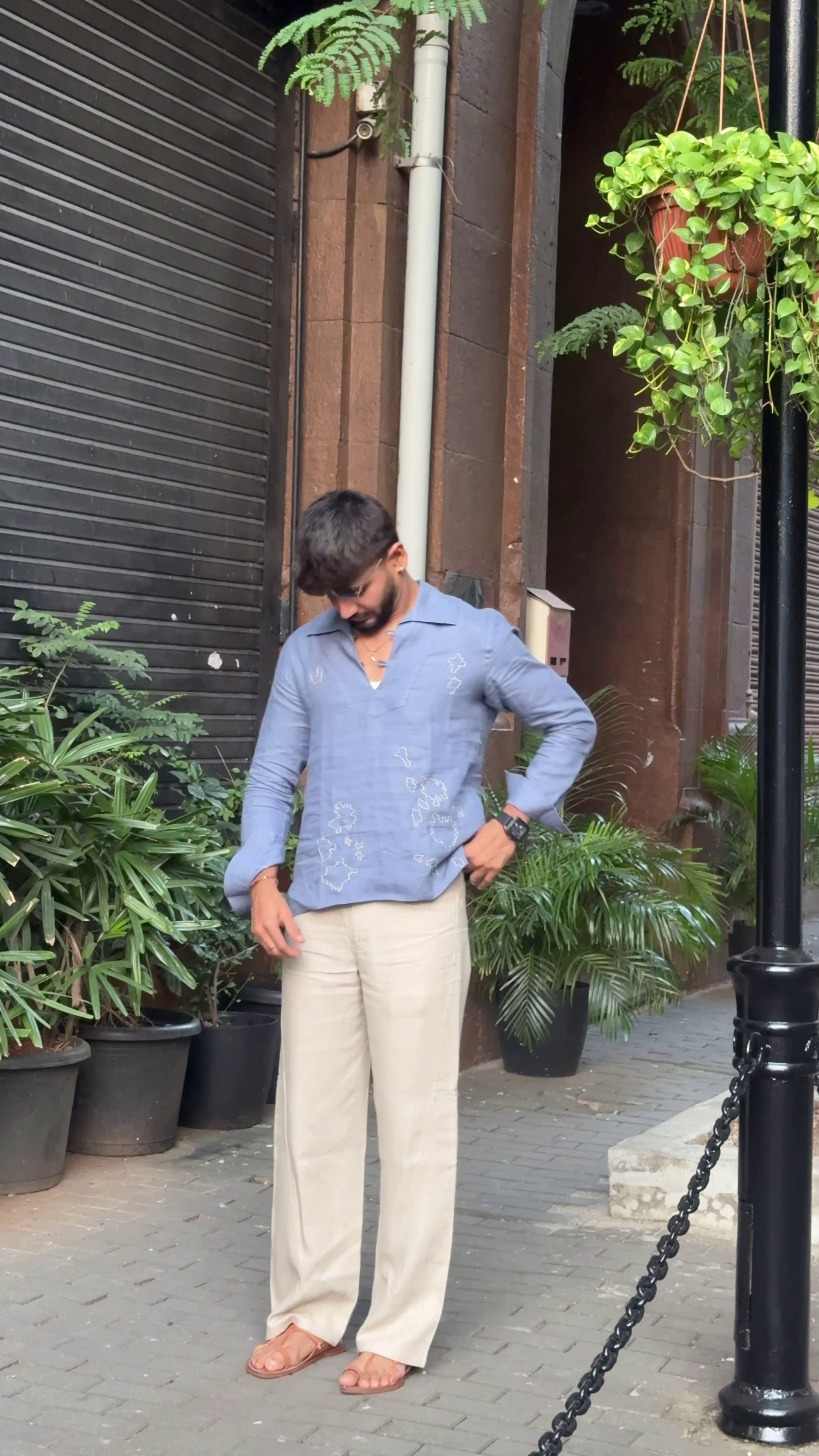 “Dusty Blue Resort Shirt 🌊✨ | Men’s Relaxed Vacation Fit”