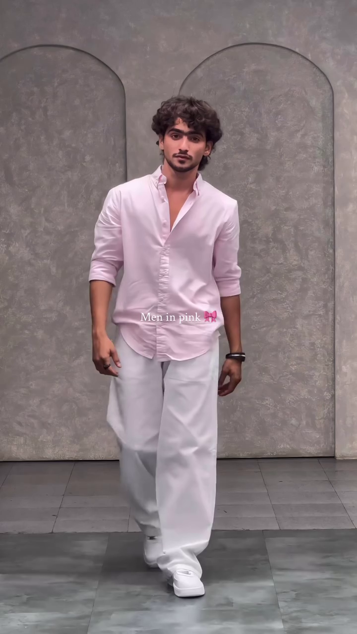 “Blush Pink Classic Shirt 🌸🤍 | Men’s Soft Luxe Casual Fit”